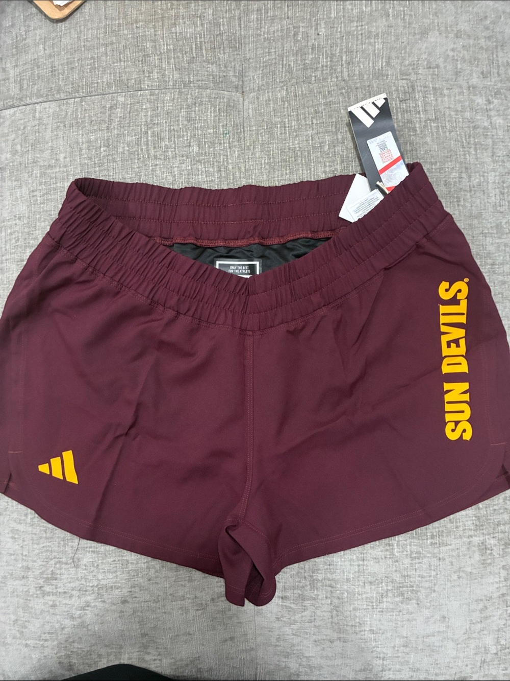 adidas Maroon Athletic Shorts with Gold Sun Devils Logo